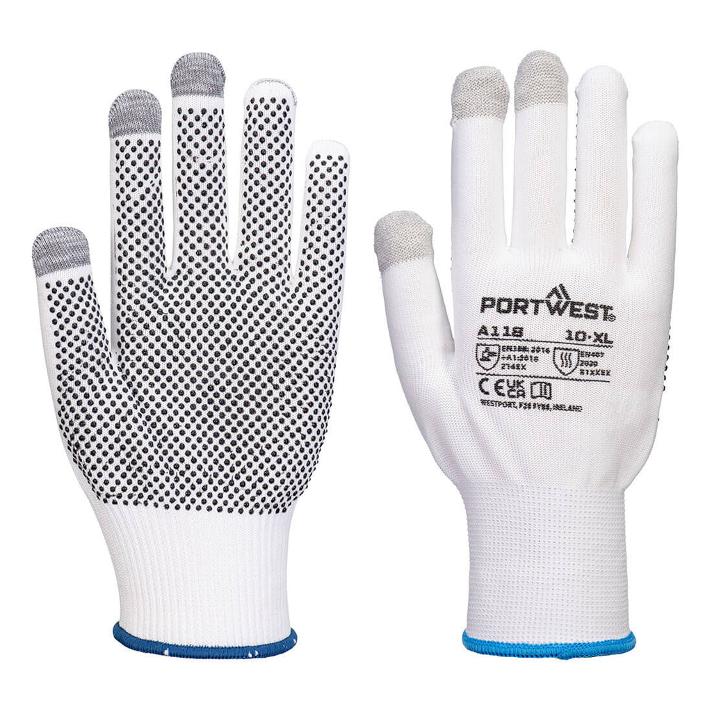 Portwest Grip 13 PVC gestippelde touchscreenhandschoen (Pk12)