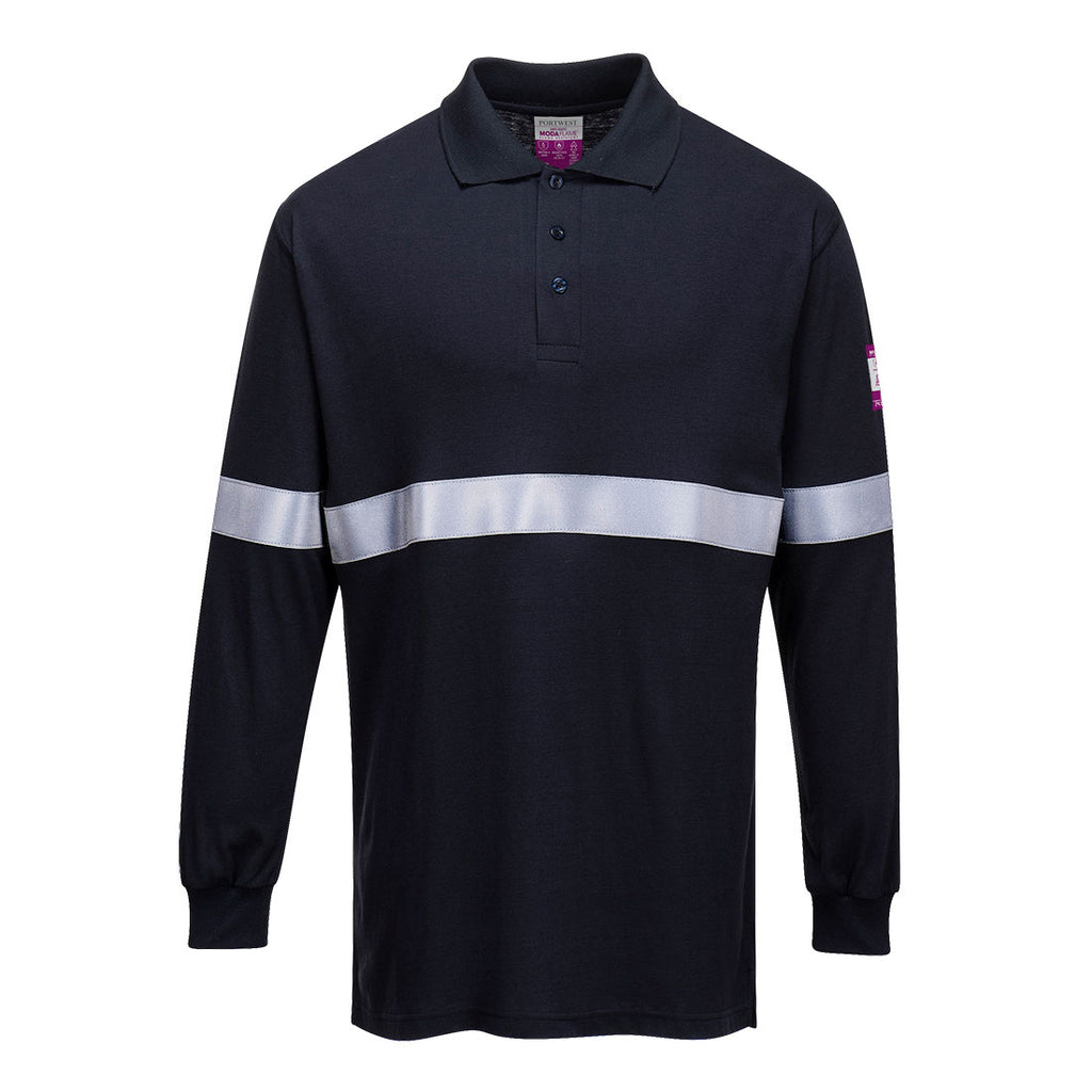 Portwest FR Modaflame antistatisch poloshirt met lange mouwen en reflecterende tape