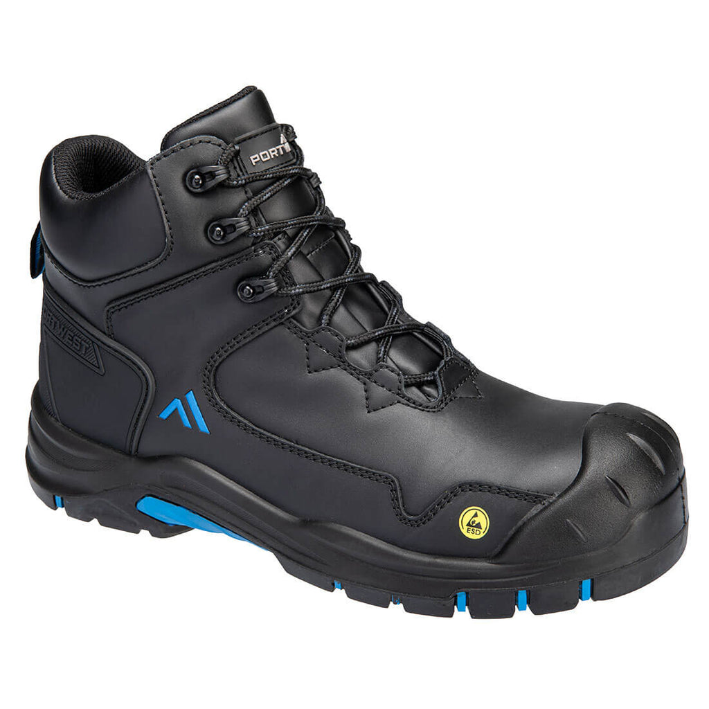 Portwest Composite Action Leather Mid Boot S3S ESD HRO SR SC FO