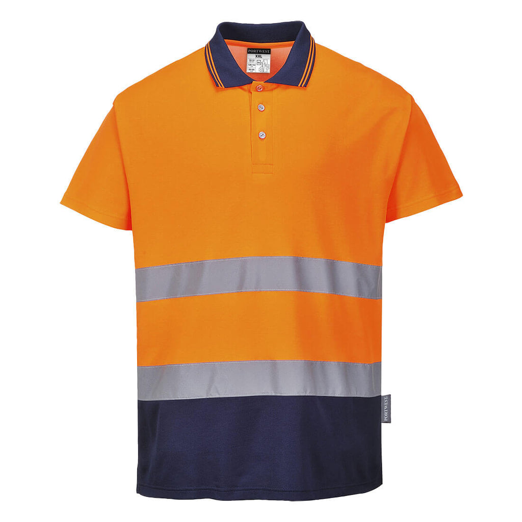 Polo confortable en coton haute visibilité contrasté Portwest S/S